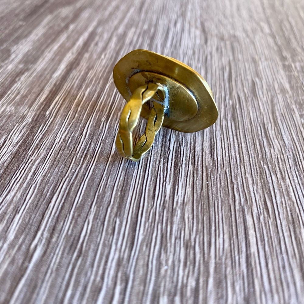 Brass And Turquoise Statement Ring - image 3